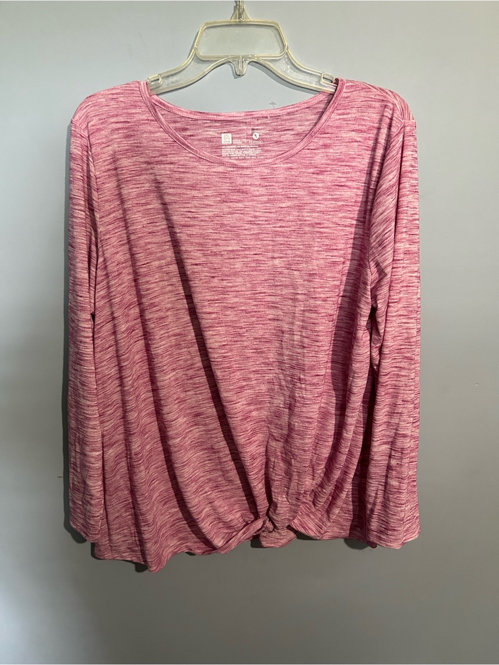 Xersion Pink Marled Long Sleeve Twist-Hem Tee